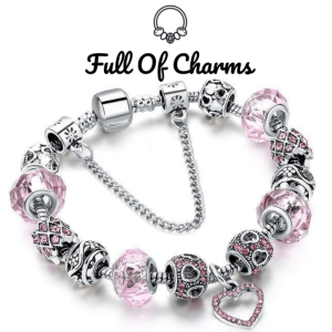 bracelet charms coeur secret rose