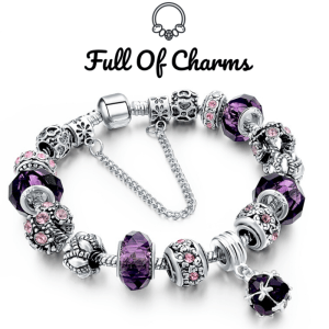 bracelet charms perle de cristal pourpre